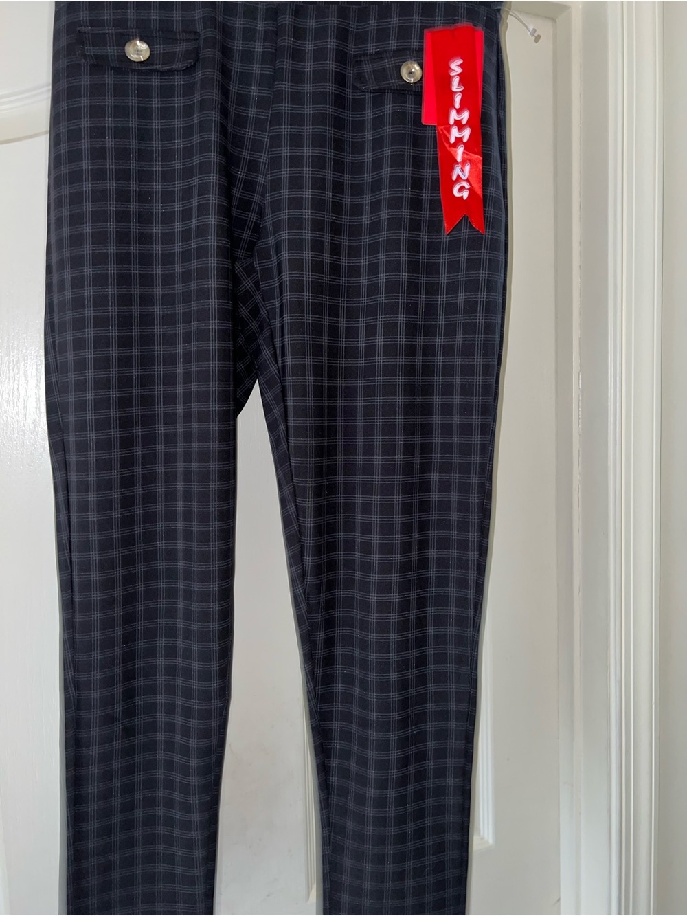 Slimming Black Plaid Skinny Pants